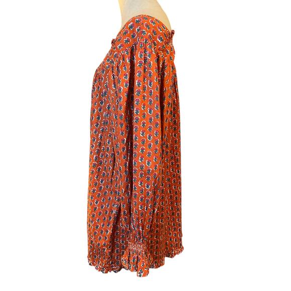 DOEN Dress Large Estee Floral Smocked Boho Mini Organic Cotton in Calico Canyon - Picture 3 of 9